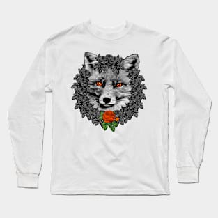 Fox Orange Rose Wreath Long Sleeve T-Shirt